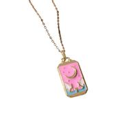ZZLHY Tarot Card Necklace For Women And Girls, Punk Tarot Sun God Star Moon Hand Flame Square Necklace, Pisces Necklace, Taurus Necklace, Celestial Necklace, Pisces Necklace For Women