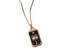 ZZLHY Tarot Card Necklace For Women And Girls, Punk Tarot Sun God Star Moon Hand Flame Square Necklace, Pisces Necklace, Taurus Necklace, Celestial Necklace, Pisces Necklace For Women