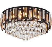 ZZLHY Vintage Crystal Ceiling Light - Light Luxury Black Crystal Raindrop Semi Flush Mount Ceiling Lamp, Chandelier for Living Room, Dining Room, 60x20cm(50x20cm)