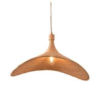 ZZLHY Vintage Kitchen 14 inch Large Dome Hanging Lamp Farmhouse Rustic Wicker Ceiling Light Boho Rattan Chandelier for Dining Room Island Desk Restaurant/32Cm Diameter