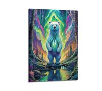 ZZLUUB Polar Bear Northern Lights Animal Poster Poster Decorative Painting Canvas Wall Posters And Art Picture Print Modern Family Bedroom Decor Posters 20x30inch(50x75cm)