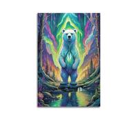 ZZLUUB Polar Bear Northern Lights Animal Poster Poster Decorative Painting Canvas Wall Posters And Art Picture Print Modern Family Bedroom Decor Posters 08x12inch(20x30cm)