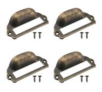ZZLZX 4PCS Zinc Alloy Antique Bronze Handles with 8 Screws Library File Cabinet Handles 3.15 x 1.54 x 2.24 x 0.55 inches Suitable for Office Furniture Cabinets and Pharmacy Drawers