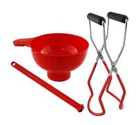 ZZLZX Canning Essentials Kit - Red Durable Plastic Wide Mouth Funnel, Magnetic Lid Wand, Canning Tongs for Long-lasting Use