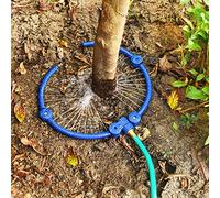 ZZM 360°Tree Water System Tree Watering Ring Circle Sprinkler and Irrigation System Targeted Water with Y Hose Splitter for New Tree Outdoor Plants Raised Garden Beds Shrubs (Small)