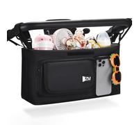 ZZM Parent Console Stroller Wagon Organizer Compatible with WONDERFOLD W2&W4&X, Jeep Deluxe Wrangler, EVER ADVANCED Wagon, Wagon Stroller Accessories with 2 Large Insulated Cup Holder(Empty Bag)
