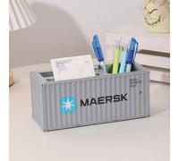 ZZM Story Desk Organizer Office Supplies Multi-function Shipping Container Storage Box Pen/Pencil,Business Name Cards Remote Control Holder Gray, Pen and Pencil Shipping Container Style Holders