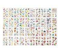 Zzmorni Temporary tattoos for Children, 400+ pieces, cartoon motifs, clocks, unicorns, sea animals, mermaids, skin-friendly, gift for children's birthdays, parties rewards (Combination A)