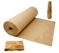 ZZMYSYXL Honeycomb Packing Paper Roll,38cmx50m Packaging Wrap Paper with 15m Jute Rope,Bubble Wrap Alternative Thick Honeycomb Cushioning Wrap Roll for Moving House Shipping Packing Breakables Gift