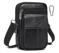 ZZNICK Genuine Leather Cell Phone Holster with Belt Loop Fits for iPhone 16 Pro Max S25 Ultra, Small Crossbody Belt Pouch for Men Women, Mini Messenger Bag with Adjustable and Removable Shoulder Strap