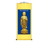 Zzooi Asian Grace Art Nicholas Chang Silk Hanging Painting Wall Art Hanging Scroll,Amitabha