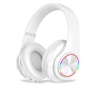 ZZOSRDR Bluetooth Headphones Over Ear, Foldable Lightweight Wireless Headset, Wireless Headphones with Built-in Mic, FM, SD/TF for Online Class, Office, PC, Phone (White)