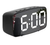 ZZOSRDR LED Digital Mirror Alarm Clock with Temperature & Date Calendar for Bedside, Bedroom, Office, Snooze, Adjustable Brightness, Voice Control Night Mode (Black)