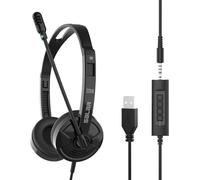 ZZOSRDR USB Headsets with 3.5mm Jack Noise Cancelling Mic & Audio Controls, Wired Stereo Computer Business Headphone Phone Headset Earphone with Microphone for PC Laptop Android Mobile Phone