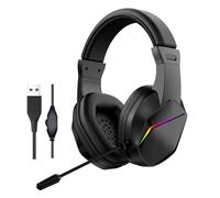ZZOSRDR USB Headsets with Microphone Noise Cancelling Mic & Audio Controls, PC Headset Wired Stereo LED Headphone Adjustable Headband Earphone for Computer Laptop Mac Desktop Home Office Teams Zoom