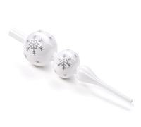 ZZOUFI Glass Christmas Tree Topper, White Tree Topper Finial, 31cm Large Xmas Tree Topper Spike, Lightweight Christmas Tree Top, Christmas Pointed Glitter Spherical Glass (White)