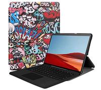 ZZOUGYY Tablet Cover for Microsoft Surface Pro X 13" (2019/2021 Release), Ultra Slim Folio Stand Lightweight Leather Case for Microsoft Surface Pro X 13 inch (KST-Graffiti)