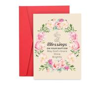 ZZP Baptism Gifts for Girl, Baptism Card, Christening Cards for Kids, Catholic Baptism Cards, Easter Basket Stuffers for Teens, Precious Moments Baptism, Baptismal Gifts, Baby Girl Baptism Gifts