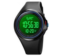 ZZPXMY Digital Watch Men's Sports LED Screen Large Area Men's Military Watch Alarm Clock/Date Waterproof Leisure Luminous Stop Watch Alarm Clock Simple Watch (Blue)