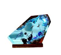 ZZPXMY Diver Diving Resin Wooden Lamp, Ocean Lamp, Resin Ocean Lamp, Diver Night Lamp, Ocean Theme Perspective Painting, Men's Office Decor, Bedroom Decor, Ocean Star Resin Night Lamp (Small)
