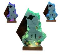 ZZPXMY Epoxy Resin Bedside Lamp, Ocean Themed Translucent Painting, Diver Night Light, Bedroom Decor, Ocean Star Resin Night Lamp (Small)