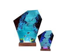 ZZPXMY Ocean Themed Diorama, Ocean lamp, Resin Wood lamp, Handmade Wooden Table Resin lamp, Resin Ocean lamp, Night Light, Bedroom Decor, Ocean Star, Bedroom Decor Gift (8 * 5in)