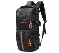 ZZQ&CCF Telephoto Lens Camera Backpack for Canon RF 200-800/100-500, Hiking Lens Case Bag for Nikon Z 180-600, Outdoor Camera Pouch Compatible with Sony FE 200-600/FE 400-800-Black Camo