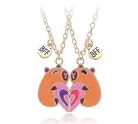 ZZQPSD Capybara Split Heart Matching Necklace Set for 2 - Best Friend Necklace, BFF Friendship Jewelry for Women, Cute Couples Gift for Her and Him, Heart Charm Gift for Friends, General, Metal, on