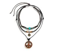 ZZQPSD Peace Sign Pendant Necklace Layered Puka Shell Turquoise Boho 1960s 1970s Hippie Party Accessories Necklaces