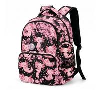ZZRIUP Cute Backpack for Girls, Kids Backpack Set with Lunch Box, Pencil Case and Coin Purse, School Bookbag for Elementary, Axolots, L, Cute Axolotl Backpack Girls