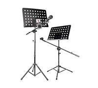 ZZRS Adult Metal Music Stand, Three-in-one Live Microphone Sheet Music Stand, Height-adjustable Music Holder, Suit for School, Orchestras, Ect (Color : Black)