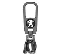 ZZRSXZSR Car Metal Keychain Fashion Creative Leather Keychain Accessories for Peugeot iOn 2010-2019,Badge Car Keychain Custom Personalised Key Chain Lanyard,Black