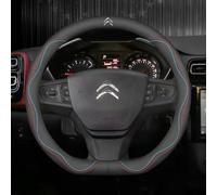 ZZRSXZSR Car Steering Wheel Cover for Citroen C1 C2 C3 C4 C5 C6 C8 C3-XR C4X C5X,Breathable Anti-Slip Steering Wheel Protector With logo Wheel Protective Cover Car Accessories,O-2