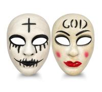 ZZRSYJ Pack of 2 Halloween Masks Horror, The Purge Anarchy God Mask and Cross Killer Mask, Purge Mask for Halloween, Cosplay, Masquerade Balls, Clown Parties, Haunted Houses, Photography on Horror