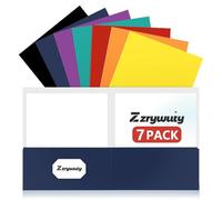 Zzrywuty 7 Packs Two Pocket Folders,Assorted Colors Two Pocket File Folders with Business Card Slot,Letter Size,Holds 100 Plus Sheets for School, Office, Business