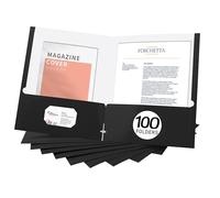 Zzrywuty File folders with Pockets,Black Two folders for documents,100 Pack Paper Folders with Card Slot,Letter Size,School Students,Business,Home and Office Workers
