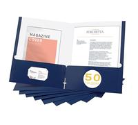 Zzrywuty File Folders with Pockets Letter Size, 50-Pack Paper Folders with Card Slot, Two Pocket Folders for School Students, Businessmen, Home and Office Workers（Old Blue）