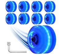 ZZSGLPN 82A Light Up Skate Wheels, 8 Pack 58mm x 32mm Abec9 Bearings Installed Skate Wheels with Bearings and Wrench, Glow in The Dark for Indoor Outdoor Skating(Blue)