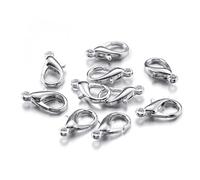 ZZSRJ 100 Pieces of Lobster Clasp Bracelet Necklace DIY Hook Chain Closure Accessory Jewelry Making (Color : Silver, Size : 12mm - 100pcs)