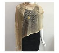 ZZSRJ Bright Silk Hollow Mesh Shawl Women's Spring And Summer Scarf Multi-functional Headscarf Casual Fashion Thin Scarf (Color : Gold, Size : One Size)