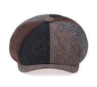 ZZSRJ Retro Newsboy Hat Men's Newsboy Hat Stitching Beret Autumn And Winter Men's Retro Painter Octagonal Hat (Color : 4 colors, Hat Size : L)