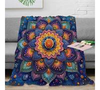 ZZSSSM Bohemian Mandala Microfiber Printing 3d Blanket Flannel Travel Plush Throw Blanket Bed Blankets Super Soft And Cozy Warm Blanket Perfect for Sofa Or Bed Décor 40x50inch(100x130cm)