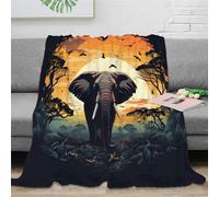 ZZSSSM Elephant Wildlife 3D Throw Blankets Microfiber Soft Cozy Flannel Fleece Blanket Sport Fluffy Fuzzy Couch Sofa Warm Décor for Kids Teens Adults 80x90inch(200x230cm)
