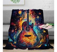 ZZSSSM Guitar Fleece Throw Blanket 3D Bed Blanket Lightweight Breathable Soft Warm Microfiber Sport Bedding for Bed Couch for Kids Teens Adults 40x50inch(100x130cm)