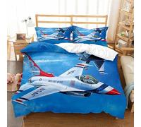ZZTBQ Airplane King Bed Duvet Cover and Pillow Cases Set Fighter Airliner King Bedding for Boys and Girls 230 x 220 cm