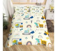 ZZTBQ Car Duvet Cover Set Double Digger Quilt Cover Ultra Soft Microfiber Tractor Engineering vehicle Kids Children Comforter Cover 3 Pieces Decor Bedspread Cover 200 x 200 cm