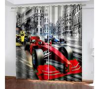 ZZTBQ F1 Racing Pattern Thermal Kids Curtains for Bedroom Short Blackout Curtains Eyelet Curtains Home Window Decor for Living Room/Nursery Room, W37 inch x L48 inch, 2 panels