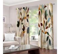 ZZTBQ Flower Leaf Pattern Curtains for Bedroom - Black Out Curtains Eyelet Light Block Privacy Protected for Bathroom Dining Room Study, W46 inch x L60 inch, 2 panels