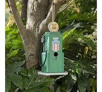 ZZTDHG 13.75”H Wood Hanging Birdhouse Outdoors Gas Pump Painted Rustic Weatherproof House Bluebird Wren Chickadee Sparrow Bird Nest Box for Garden Patio, Green