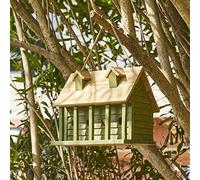 ZZTDHG 14.25”L Wood Hanging Birdhouse Outdoors Oversized Distressed Cottage Rustic Painted House Bluebird Wren Chickadee Sparrow Bird Nest Box for Garden Patio, Green